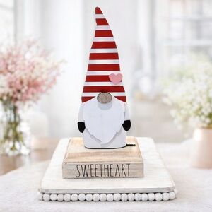 NWT Rae Dunn "Sweetheart" Wood Gnome - 10.5" Tall - Valentine Decor